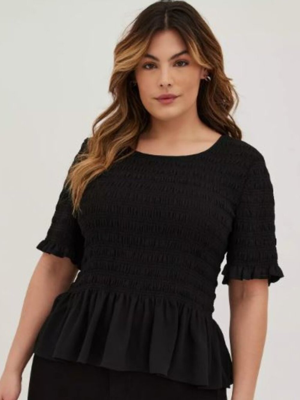 Torrid Peplum Chiffon Smocked Top Shirt 3X